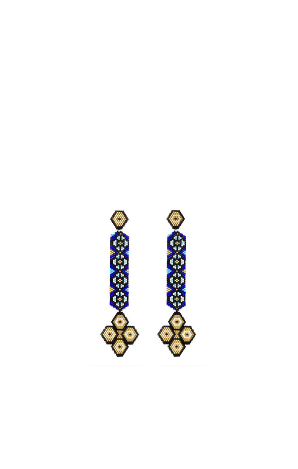 Haiku Earrings Four Eyes Blue Kaleidoscope